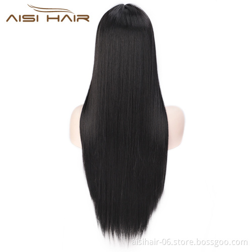 Aisi Hair 26 inch Natural Black Wig Long Silky Straight Lace Frontal Wig Middle Part Synthetic Front Lace Hair Wigs For Women